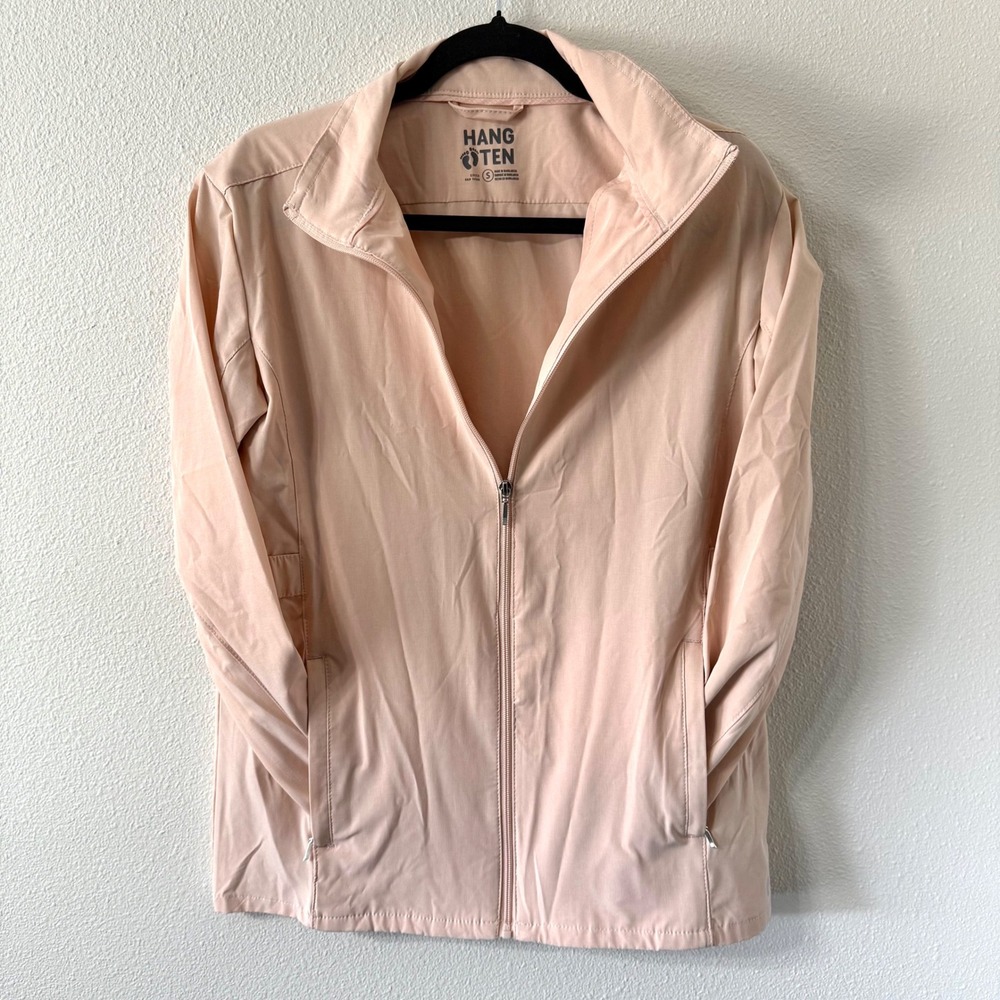 Hang Ten Womens Peach UV Protection UPF 50+ Full Zip Windbreaker Jacket Small